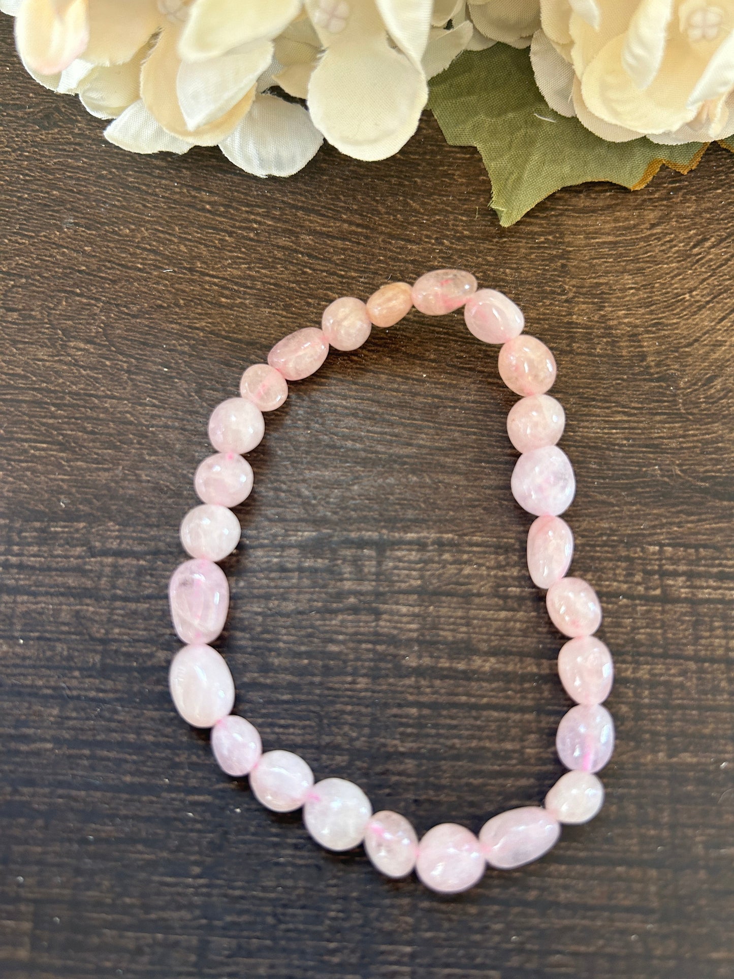 Natural Stone Gem Bracelet 7.5 inch Chunk Stretch-Morganite