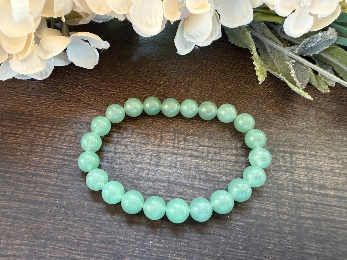 Natural Stone Gem Bracelet 7.5 inch 8mm Stretch-Aventurine