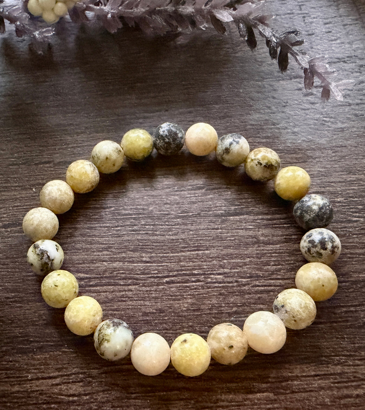 Natural Stone Gem Bracelet 7.5 inch 6mm Stretch-Serpentine