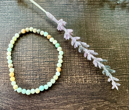 Natural Stone Gem Bracelet 7.5 inch 4mm Stretch-Amazonite