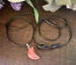 Cherry Quartz Moon Cord Necklace 14"
