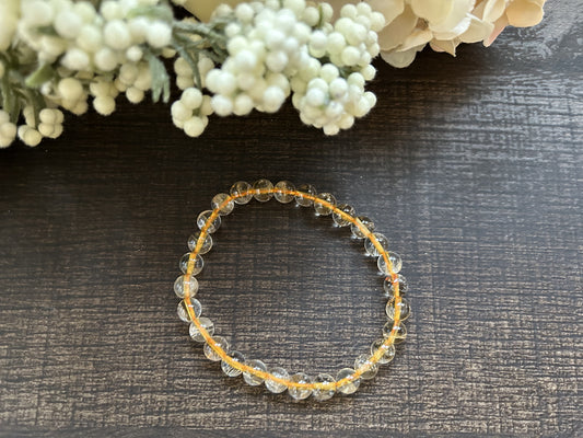Natural Stone Gem Bracelet 7.5 inch 6mm Stretch-Citrine