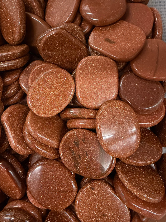 Goldstone Oval Pocket Stone Large