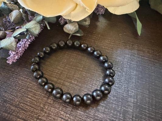 Natural Stone Gem Bracelet 7.5 inch 8mm Stretch-Jet