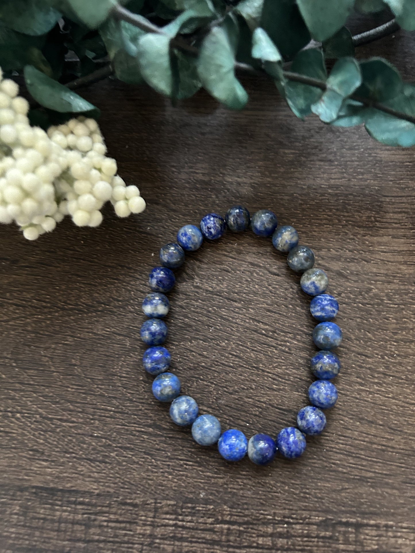 Natural Stone Gem Bracelet 7.5 inch Stretch 8mm-Lapis Lazuli