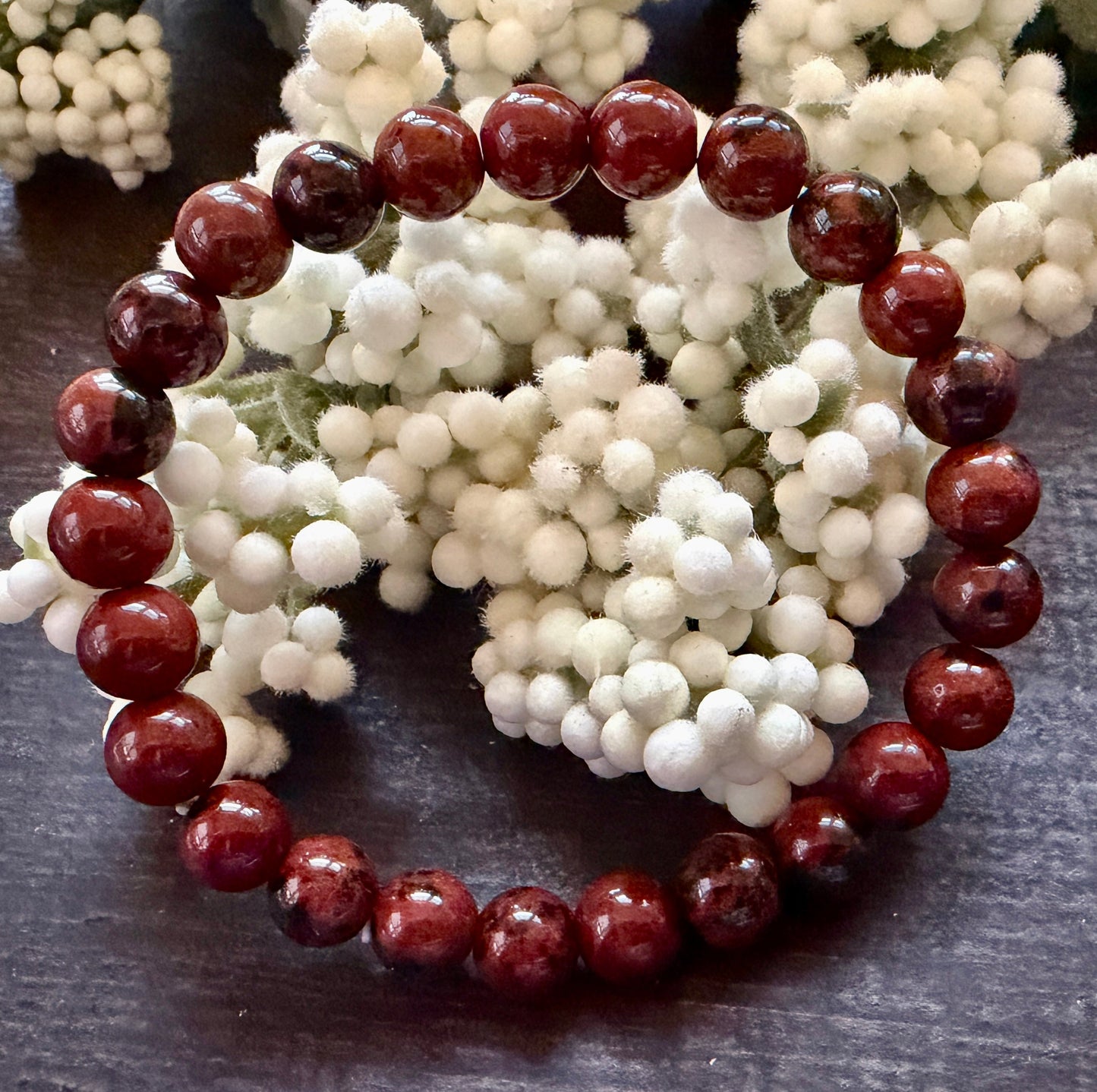 Natural Stone Gem Bracelet 7.5 inch 8mm Stretch- Mahogany Obsidian
