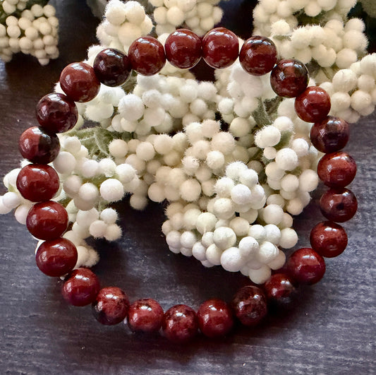 Natural Stone Gem Bracelet 7.5 inch 6mm Stretch- Mahogany Obsidian