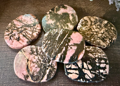 Rhodonite Large Oval Pocket Stone