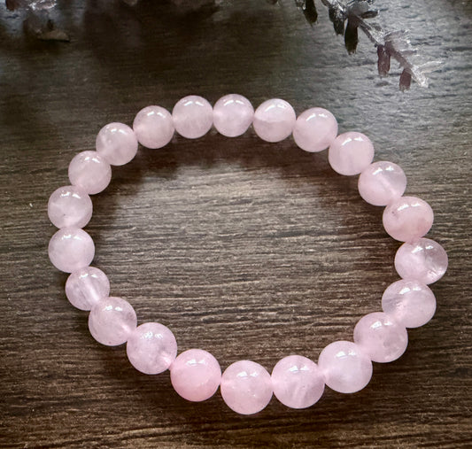 Natural Stone Gem Bracelet 7.5 inch 8mm Stretch-Rose Quartz