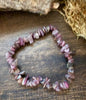 Natural Stone Chip Bracelet 7.5 inch Stretch-Ruby