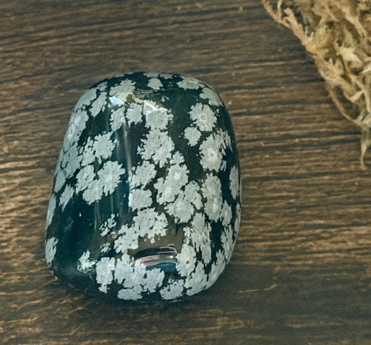 Obsidian Snowflake Pocket Stone
