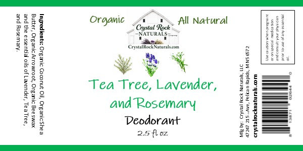 All Natural Deodorant Tea Tree, Rosemary, Lavender 2.5oz