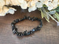 Natural Stone Chip Bracelet 7.5 inch stretch-Black Obsidian