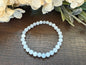 Natural Stone Gem Bracelet 7.5 inch 6mm Stretch -Blue Chalcedony