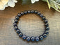 Natural Stone Gem 8mm Bracelet 7.5 inch Stretch-Blue Goldstone