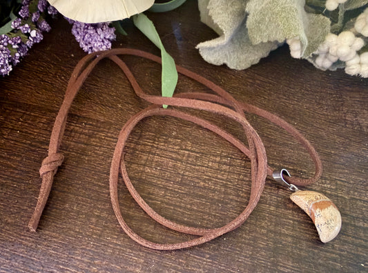 Picture Jasper Moon Cord Necklace 14"