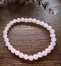 Natural Stone Gem Bracelet 7.5 inch 6mm Stretch-Rose Quartz