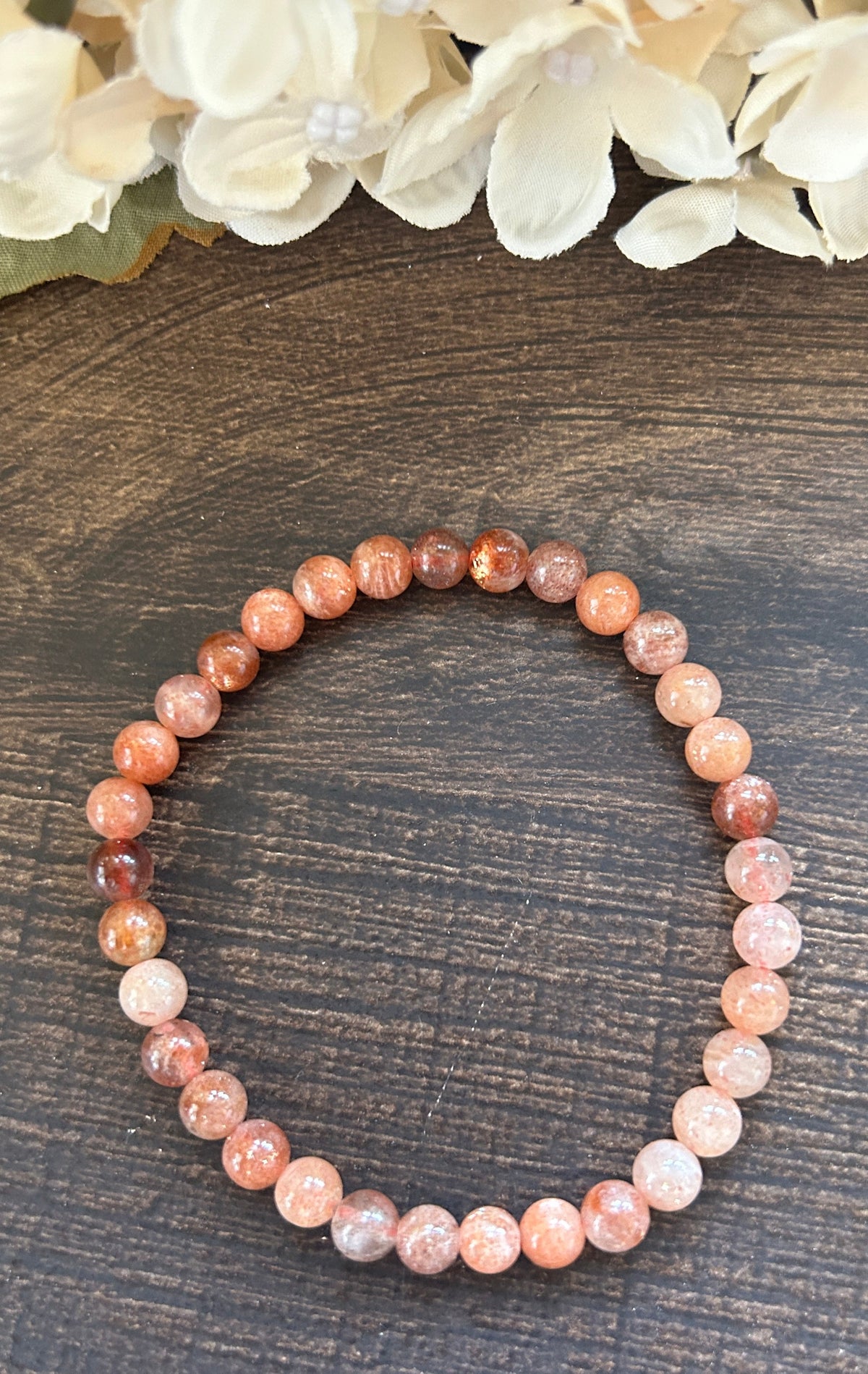 Natural Stone Gem Bracelet 7.5 inch Stretch 8mm Round-Sunstone