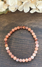 Natural Stone Gem Bracelet 7.5 inch Stretch 8mm Round-Sunstone